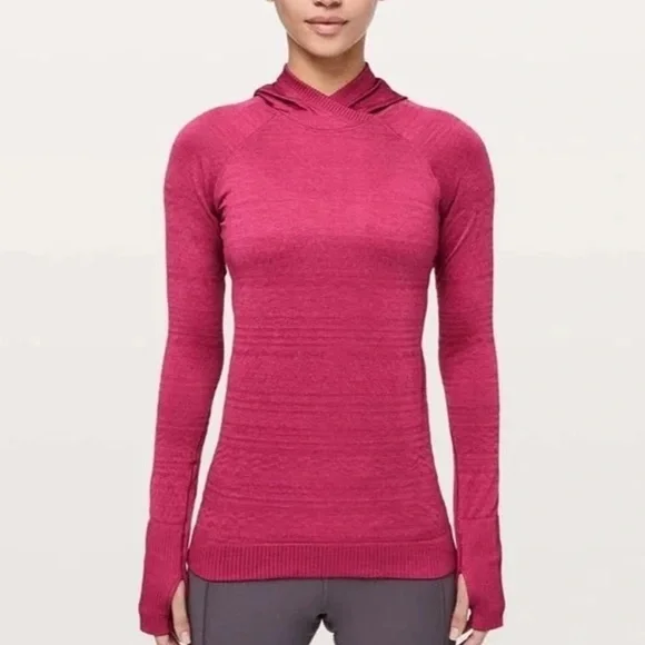 Lululemon great shape magenta rest less seamless violet red pullover hoodie top - Picture 9 of 12